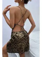 Yırtmaçlı Saten Leopar Gecelik Merry See MS2213 Çok Renkli farklı açı