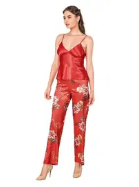 Moongirl Çiçek Desenli Askılı Saten Pijama Takım Moongirl 221