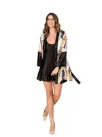 Desenli Kuşaklı Kadın Kısa Saten İkili Takım Moongirl 234