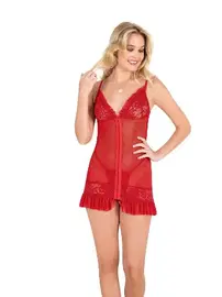 Moongirl Önden Agraflı Fırfırlı Kısa Tül Kadın Gecelik Moongirl 355