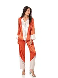 Moongirl Saten Düğmeli Gömlek Yaka Kadın Pijama Takım Moongirl 532