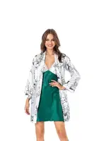 Desenli Empirme Saten İkili Gecelik Takım Moongirl 561 Yeşil