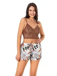 Moongirl Empirme Brodeli Kadın Büstiyer Şort Şort Takım Moongirl 569