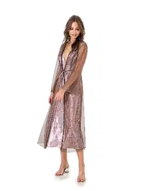 Moongirl Tül Sabahlıklı Empirme Uzun Gecelik Takım Moongirl 583