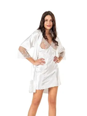 Moongirl Kuşaklı Saten Kısa Kadın Gecelik Takım Moongirl 596 - Alternatif Görünüm