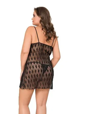 Moongirl İnce Askılı Battal Beden Kadın Tül Gecelik Moongirl MNL10023 - Alternatif Görünüm