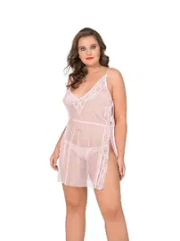 Moongirl Yanları Açık Büyük Beden Bayan Tül Gecelik Moongirl MNL10032