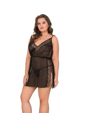 Moongirl Yanları Açık Büyük Beden Bayan Tül Gecelik Moongirl MNL10032 - Alternatif Görünüm