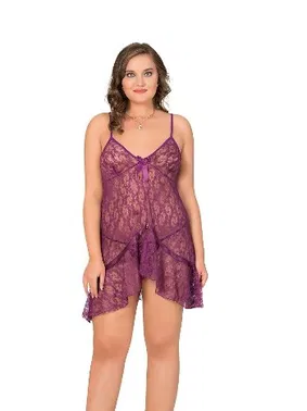 Moongirl Büyük Beden Dantel Asimetrik Kesim Tül Gecelik Moongirl MNL10034