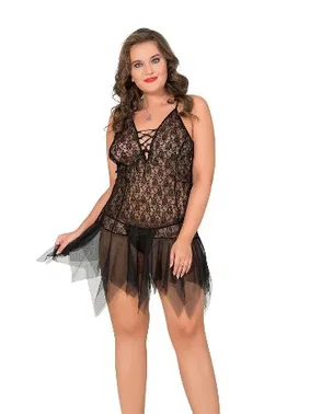 Moongirl Asimetrik Kesim Büyük Beden Bayan Tül Gecelik Moongirl MNL10051