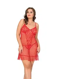 Moongirl Puantiyeli Büyük Beden Kadın Tül Gecelik Moongirl MNL10053