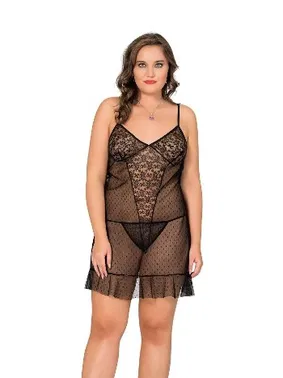 Moongirl Puantiyeli Büyük Beden Kadın Tül Gecelik Moongirl MNL10053 - Alternatif Görünüm