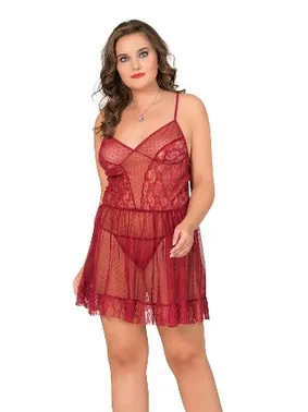 Moongirl Fırfırlı Büyük Beden İnce Askılı Kadın Tül Gecelik Moongirl MNL10054