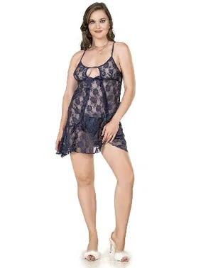 Moongirl Kurdelalı Desenli Büyük Beden Kadın Tül Gecelik Moongirl MNL10073