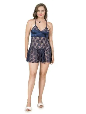 Moongirl Büyük Beden Erotik Saten Detay Dantel Gecelik Moongirl BT-10085 - Alternatif Görünüm