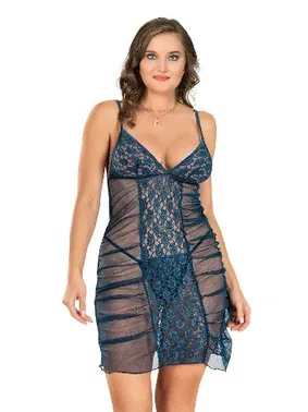 Moongirl Yanları Büzgülü Kadın Büyük Beden Tül Gecelik Moongirl MNL10095 - Alternatif Görünüm