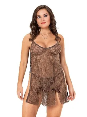 Moongirl Yanları Açık Büyük Beden Kadın Tül Gecelik Moongirl MNL10096 - Alternatif Görünüm