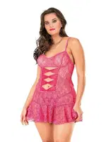 Battal Beden Fiyonklu Fantazi Tül Gecelik Moongirl MNL10097 Fuşya farklı açı