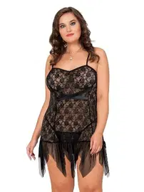 Moongirl Asimetrik Kesim Dantelli Büyük Beden Tül Gecelik Moongirl MNL10098