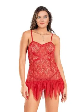 Moongirl Asimetrik Kesim Dantelli Büyük Beden Tül Gecelik Moongirl MNL10098 - Alternatif Görünüm