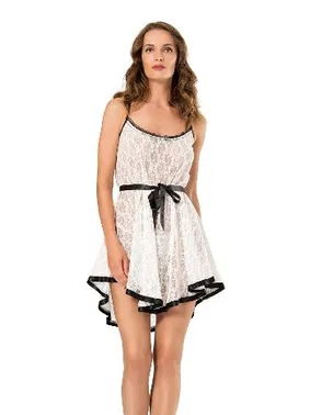 Moongirl Dantel Uçları Saten Kuşaklı Fantazi Gecelik Moongirl ST-110 - Alternatif Görünüm