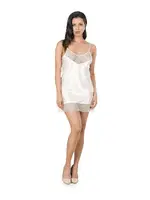 Tüllü Puantiyeli Saten Fantazi Gecelik Moongirl MNL283 Krem farklı açı