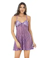 Transparan Göğsü Saten Fantazi Gecelik Moongirl MNL421 Lila