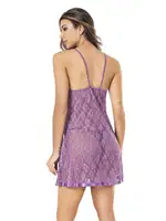 Transparan Göğsü Saten Fantazi Gecelik Moongirl MNL421 Lila detay görünüm