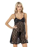 Transparan Göğsü Saten Fantazi Gecelik Moongirl MNL421 Kırmızı farklı açı