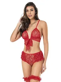 Moongirl Önden Bağlamalı Tül Fantazi Sütyen Takım Moongirl ST-436