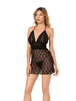 Boyundan Bağlamalı Fantazi Kadın Gecelik Moongirl 115 Siyah