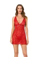 Kalın Askılı Fantazi Dantel Gecelik Moongirl MNL134 Kırmızı farklı açı