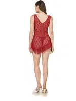 Çift Askılı Asimetrik Kesim Fantazi Gecelik Moongirl 288 Kırmızı farklı açı