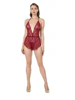 Boyundan Bağlamalı Fantazi Dantel Babydoll Moongirl MNL301 Bordo