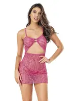 Sırt Dekolteli Dantel Fantazi Gecelik Moongirl MNL425 Fuşya farklı açı