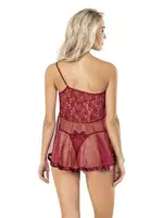 Tek Omuz Askılı Tül Fantazi Gecelik Moongirl MNL426 Bordo görsel 4