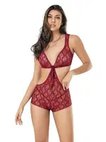 Şortlu Büstiyerli Dantel Fantazi Takım Moongirl MNL433 Bordo