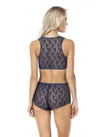 Şortlu Büstiyerli Dantel Fantazi Takım Moongirl MNL433 Lacivert görsel 4