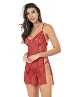 Yanları Açık Kısa Fantazi Gecelik Moongirl MNL443 Kırmızı