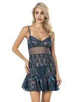 Kurdelalı Dantel Transparan Fantazi Gecelik Moongirl 446 Petrol detay görünüm