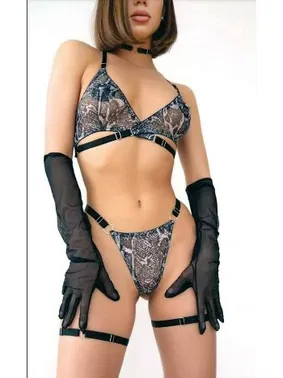 NightLight Desenli Transparan Erotik Sütyen Takım NightLight 1056