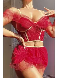 NightLight Etekli Tül Fantazi Büstiyer Takım NightLight 1065