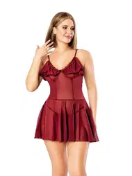 NightLight Sırt Dekolteli Bordo Transparan Gecelik Nightlight 3461