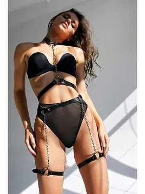 NightLight Zincirli Boyun Bacaktan Bağlamalı Deri Harness Nightlight 8069