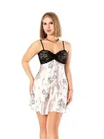Sırt Dekolteli Fantazi Dantelli Mini Gecelik Nightlight 3531