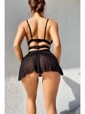 NightLight Taşlı Desenli Mini Etekli Sütyen Takımı Nightlight 3453 - Alternatif Görünüm