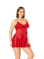 İnce Askılı Fantazi Kırmızı Transparan Gecelik Nightlight 3462 Kırmızı