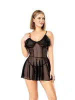 Siyah Fantazi Sırt Bağlamalı Transparan Gecelik Nightlight 3460 Siyah