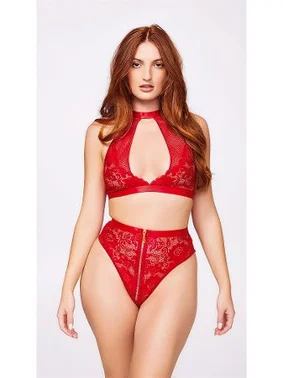 NightLight Fermuar Detaylı Kırmızı Sütyen Külot Takım Nightlight 3499
