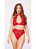 Fermuar Detaylı Kırmızı Sütyen Külot Takım Nightlight 3499 Kırmızı